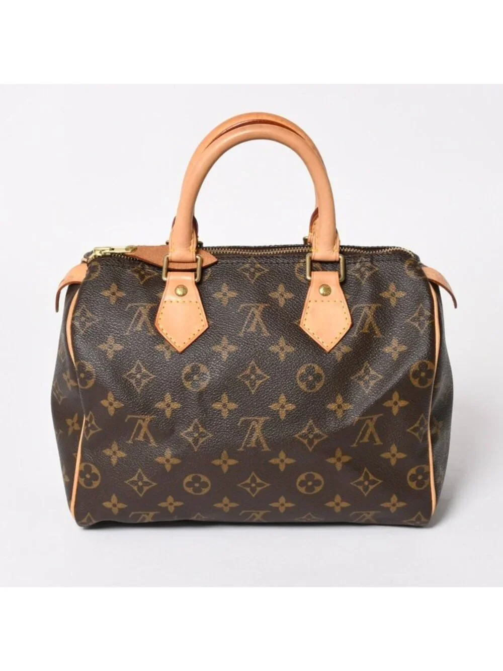 Louis Vuitton Speedy 25 Handbag Monogram Leather Brown Gold